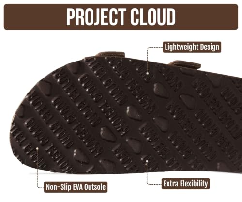 Image of Project Cloud 100% Genuine Leather Flat Sandals For Women 2026 Cork Footbed Womens Sandals with Memory Foam and arch support Vacation Essentials Slides for Women Footwear (Venita)
