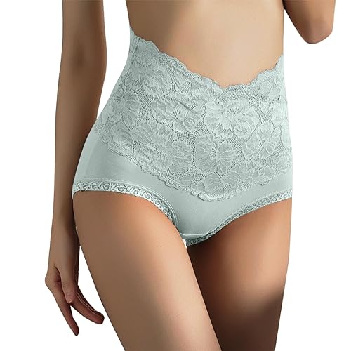 Mutande da donna in cotone, biancheria intima da donna, senza cuciture, slip a vita alta, mutandine, verde, M