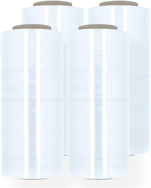 PSBM 4 Rolls 18 Inch x 1500 Feet 80 Gauge Stretch Film/Wrap Heavy Duty, Industrial Strength Clear Shrink Wrap for Shipping, Packaging, Moving, Bundling or Storage