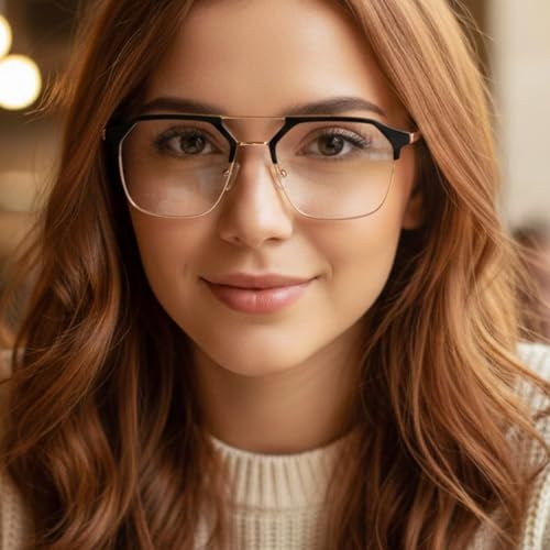 Image of GYNK Premium Square Computer Glasses for Men and Women, Anti-Fatigue Blue Light Blocking Eyewear for Digital Screen Protection