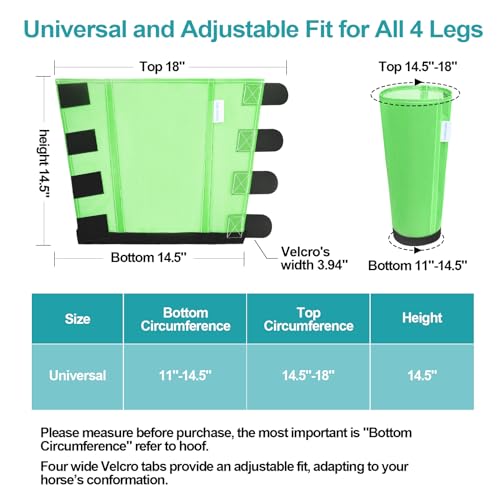Image of Mesh Horse Fly Boots Set of 4, Loose Fitting Leggings for Horses, Reduce Stressful Stomping, Breathable Adjustable and Universal Fit for 4 Legs, Reliable Stay Put (Green)