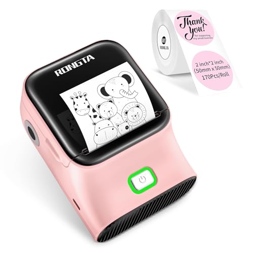 Image of Rongta 2 Inch Pink Label Maker Machine+2'' Round Pink Labels-170pcs /Roll