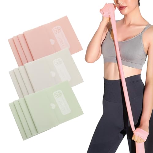 Juego de 3 Bandas de Resistencia Fitness   Gomas elasticas musculacion 1500~2000 x 150 x 0.35mm   3 Niveles de Resistencia   Material TPE   para Yoga, Pilates (Rosa, Verde, Gris)