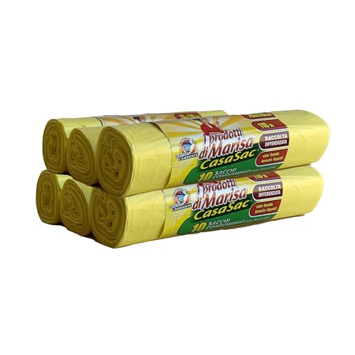 CSC - Sac Poubelle 110L avec Lacets, 60 Pièces, Sac Tri Sélectif Intérieur et Extérieur 70x110cm, Anti-Goutte et Anti-Perforation - Sacs à Déchets Grands...