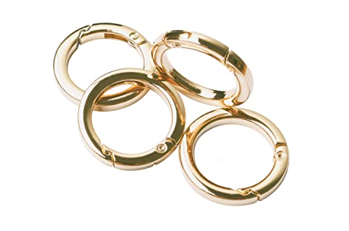 Image of 4pcs Round Carabiner Metal Spring Key Ring,Spring Snap Hooks Clip,Spring Keyring Buckle,Flat O ring for Purses BBC40-20-Light Gold