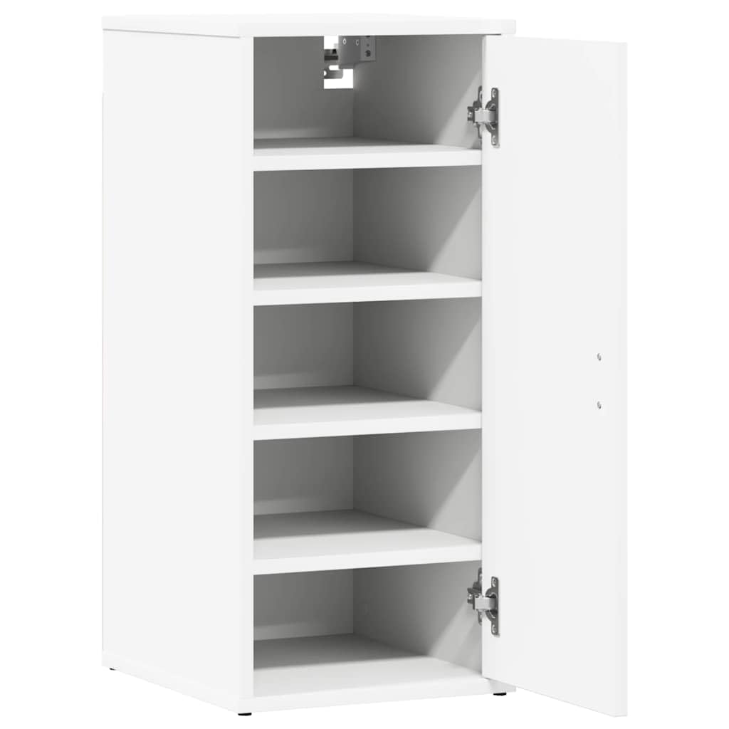 Szafki na buty, 2 sztuki, białe, 32 x 35 x 70 cm, materiał drewnopochodny, do korytarza, przedpokoju, sypialni z drzwiami i 5 wkładanymi półkami, organizer na buty zapewnia porządek i