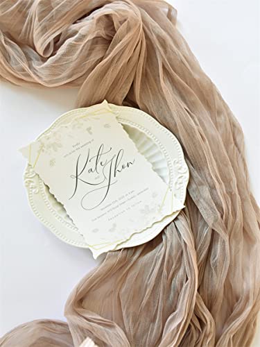 Joanlody Coffee Cheesecloth Table Runner 10Ft Rustic Gauze Tablecloth 38X120 Inches Boho Backdrop Drape Fabric For Wedding Party Bridal Shower Decor, Photography Background #TOP2