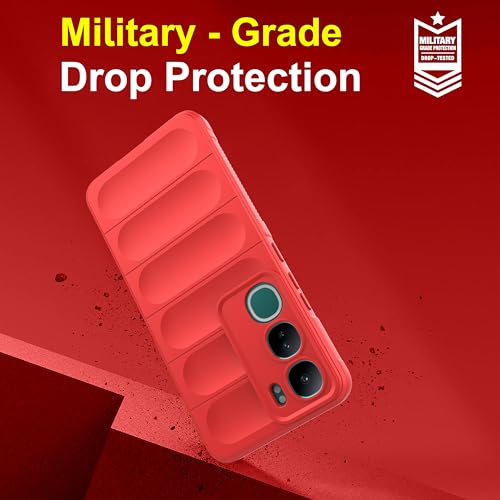 Image of amazon basics Back Case Cover for Vivo Y300 5G | Compatible for Vivo Y300 5G Back Cover | Liquid Silicon Magic Case with Camera Protection | Red