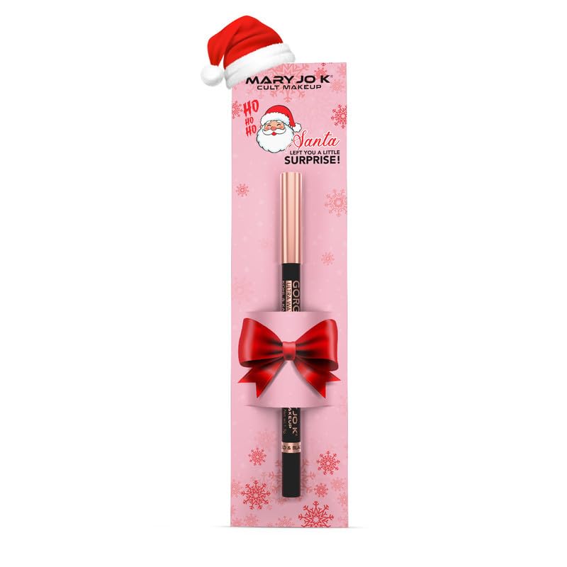MARY JO K Gorgeous Kajal Pencil | 18HRS Wear | Ultra-Pigmented Color | Precise Definition | Silky Smooth Glide | Smudge-Proof Formula | Vitamin E & Almond Oil | 1.3g | Bold & Black