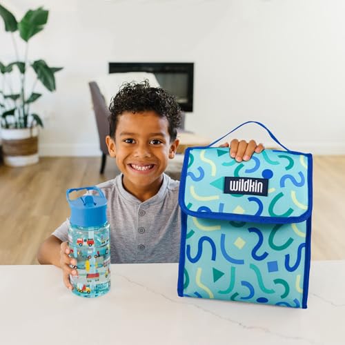 Image of Wildkin Kids Insulated Lunch Bag - Keeps Food Hot or Cold, Easy-Clean Lining and BPA-free for Boys & Girls, Ideal for School, Travel & Daycare - Confetti Blue