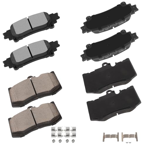 Image of cciyu D1391 D1586 Brake Pads w /Hardware Front Rear Disc Brake Pad Set | Fit For Lexus For GS200t,For GS300,For GS350,For GS450h,For IS200t,For IS300,For IS350,For RC200t,For RC300,For RC350