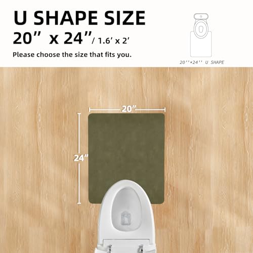 Toilet Rug, Thin Toilet Rugs U Shaped Washable Non Slip Absorbent Quick Dry Low Pile Toilet Mat, 20"x24" U Shape Sage Green