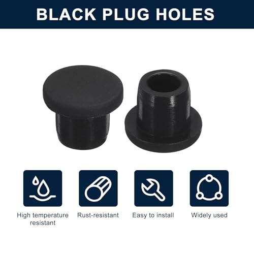 Image of uxcell 5 Pcs Black Plug Holes, Waterproof Rubber Button Plug for 10mm / 0.39 inch Hole
