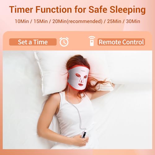 NVBOTY LED Face Mask Light Therapy, 4 Modes Portable Red Light Therapy for Face, 2000mAh Rechargeable Remote, Blue, Orange, 850NM Infrared & Red Light Mask, 400 LEDs, Timing Function, at Home & Travel - Image 7