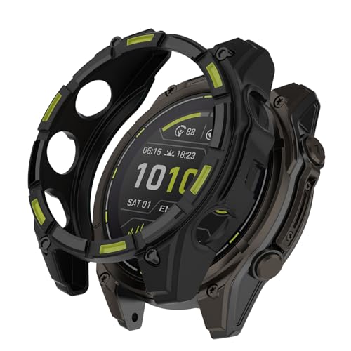 For Garmin Enduro 3 �P�[�X �V���R���� �J�o�[ YANMONGI �ی�P�[�X �ϏՌ� �S�ʕی� �Ռ��z�� �ȈՒ��E �y�� ���ϋv �ی�J�o�[ Garmin Enduro 3 �Ή�(�u���b�N�O���[���j