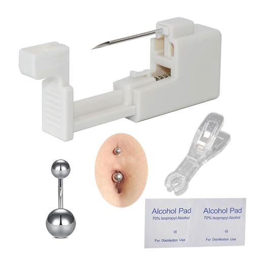AM RONG MAGIC Professional Body Piercing Kit,Belly Button Piercing Kit Gun Navel Button Ring Safe Piercing Gun Kits