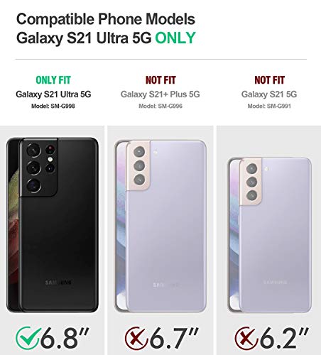 Poetic Revolution Case for Samsung Galaxy S21 Ultra 5G 6.8 inch, Built-in Screen Protector Work with Fingerprint ID, Full Body Rugged Shockproof Protective Cover Case with Kickstand, Black