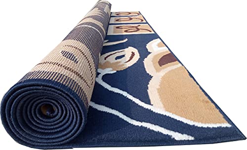 Image of Acrylic Rectangular Carpet for Hall | Mat for Living Room | 5x7 Feet Blue | Anti-Skid Carpets | Carpet for Bedroom Floor | Galicha for Hall | Home & Decor (150x195 CM - Blue Color)