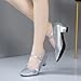 WUIWUIYU Womens Latin Ballroom Dance Shoes Pointed-Toe Ankle Strap Soft Sole Dancing Heels Mary Jane Shoe Silver Size 5