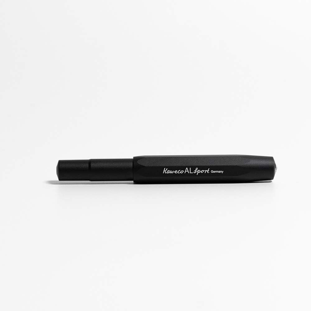 Kaweco AL Sport Fountain Pen Black, Fine Nib Sport Octagonal Clip Chrome