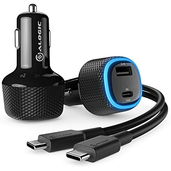 ALOGIC CRCA57 ładowarka samochodowa do laptopa, tabletu i telefonów, wysokość 3,7 cm, czarna