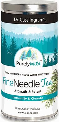 Dr. Cass Ingrams Wild Pine Needle Tea - Premium Hand-Harvested Northern Pine Needles, Traditional Immune Support & Antioxidant Formula, 14 Reuseable Tea Bags
