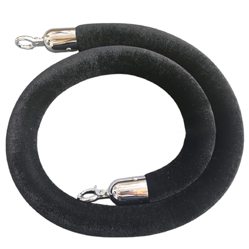 BHFEWNK Multicolor Velvet Stanchion Rope Barriers with Gold/Silver Snap Hooks - 2-12ft Lengths for Event Party Queue Management & Crowd Control (Black 2ft/60cm)