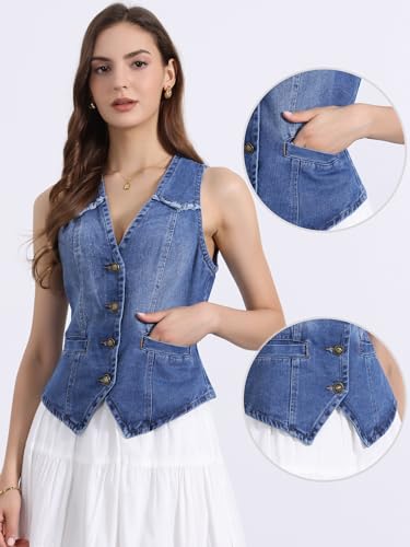 Chaleco de mezclilla para mujer sin mangas para looks de capas 2