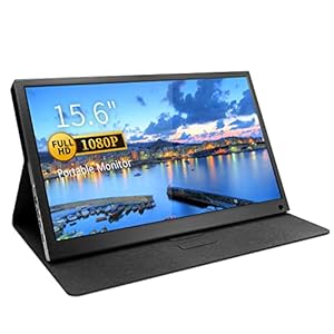 Portable Monitor, 15.6 Inch FHD 1080P USB C HDMI Second External Monitor IPS Display for Desktop, Phones, Laptop, PS4, Xbox, Switch, Tablet,Built-in Speaker with Premium Smart Cover