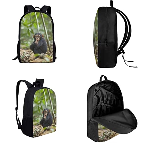 SYtrade Chimpanzee Lightweight Travel School Backpack with Lunch Bag Set for Girls Teens Kids2