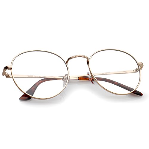 zeroUV - Classic Slim Metal Frame Clear Flat Lens Round Eyeglasses 52mm4