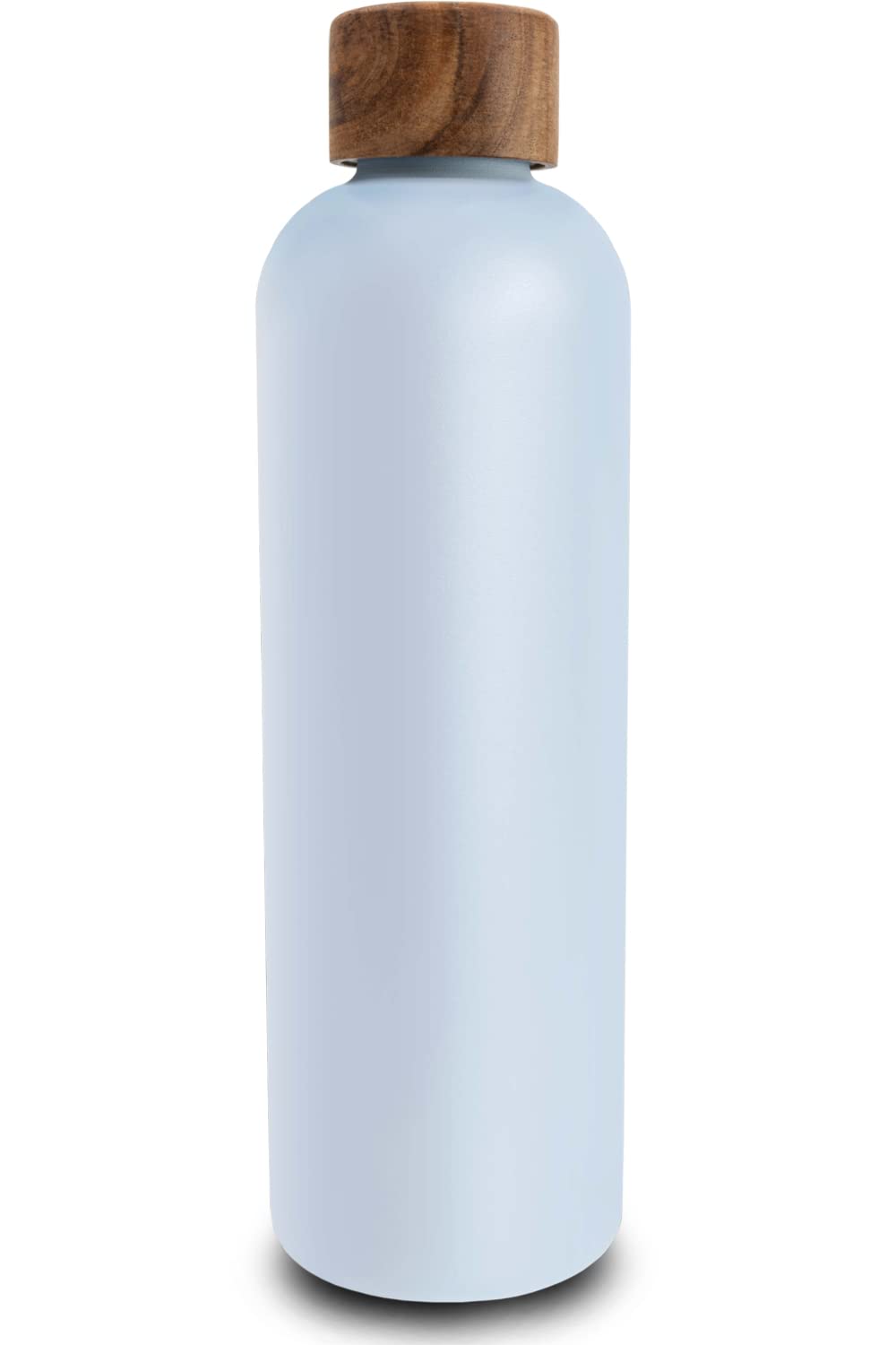 T&N Borraccia in acciaio inox, 1 l, thermos da 1 l, con coperchio in legno di acacia, isolata, a prova di perdite in caso di anidride carbonica, thermos da 1000 ml, colore: cielo blu