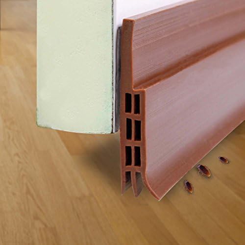 Door Bottom Seal Strip- Under Door Sweep Door Draft Stopper Self-Adhesive Weather Stripping,2" Width x 39" Length (Brown)