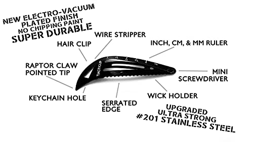 Tactical Hair Clips, 4 Pack - Multitool Snap Barrettes - Stainless Steel Multi-Functional Keychain Multi Tool - Box Cutter, Serrated Edge, Raptor Claw - Kippah Clips #TOP2