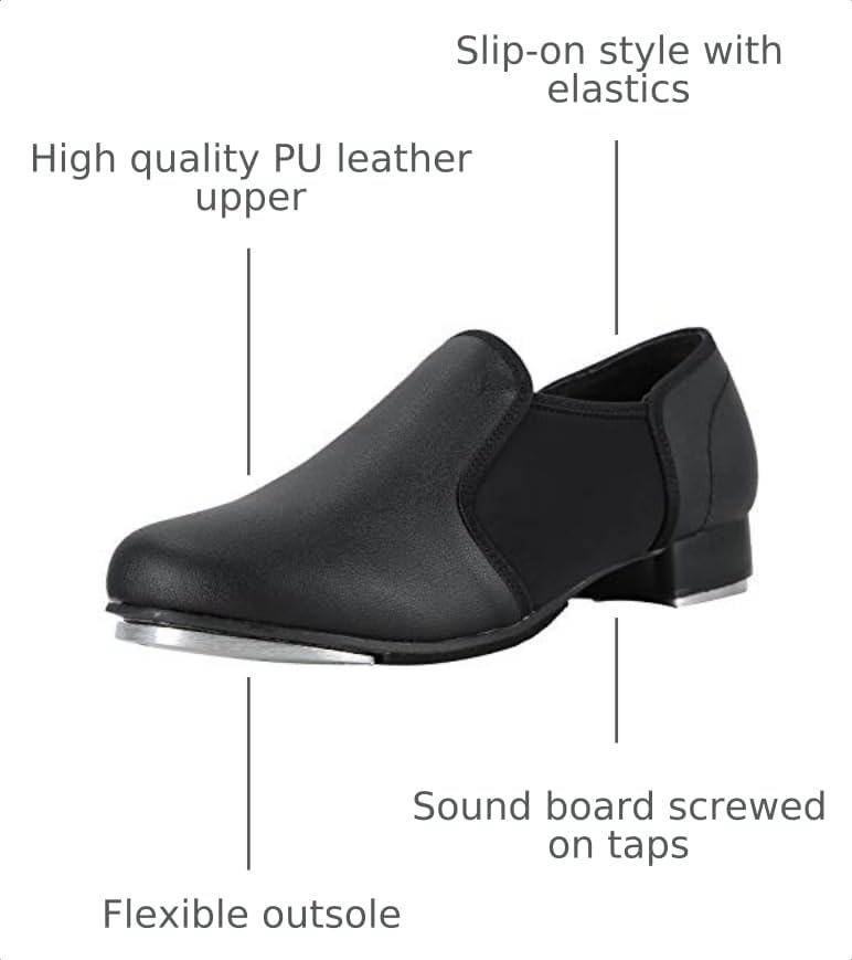 Image of Linodes PU Leather Slip On Tap Shoe Unisex Dance Shoes for Women and Men