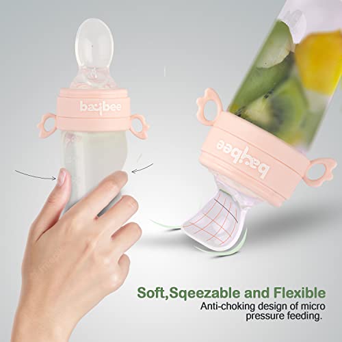 Baybee 2 in 1 Silicone Baby Food Feeder & Fruit Nibbler Pacifier for Babies | Infants Food Feeder with Spoon Squeezy Teethers for Babies | Hygenic & BPA Free Extra Soft teethers for 6 to 12 Months