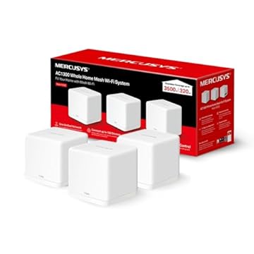 MERCUSYS Halo H30G (3-PACK) - Sistema Wi-Fi Mesh AC1300 para toda a casa, 2 portas Gigabit 10/100/1000 Mbps, cobertura de até 320 m², configuração fácil de aplicativo