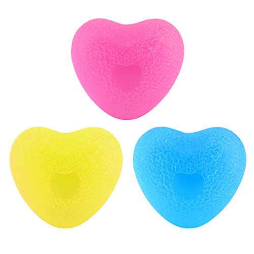 MoKo Hand Exercise Balls, 3 Pack Stress Ball Soft Therapy Grip Balls Heart Squeeze Balls for Hand Exercise, Finger Strengthening and Stress Relief, Colorful