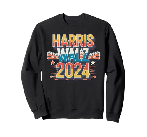 Harris Walz 2024 Partidario de la campaña electoral retro Groovy Sudadera