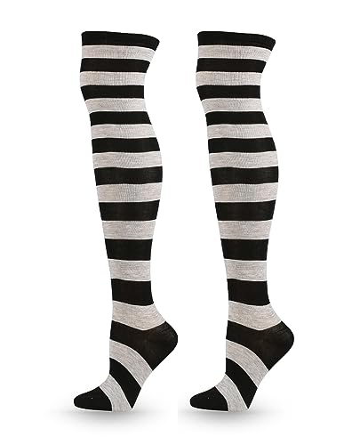 Image of ATHX Women's Knee High Socks Thigh High Socks Triple Stripe over the Knee Socks Long Opaque Thigh High Stockings