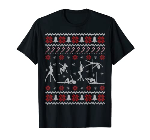 Pull de Noël amusant avec inscription « Pole Dance » T-Shirt