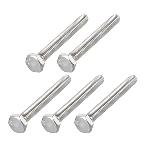 Image of METALLIXITY Hex Head Bolts (1 /4-20 x 2) 5Pcs, 304 Stainless Steel 18-8, Fully Threaded, External Hex Drive, Plain Finish, Hex Head Screw Bolt, Silver