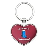 It Ain't Easy Being Wheezy Asthma Inhaler Funny Humor Keychain Heart Love Metal Key Chain Ring