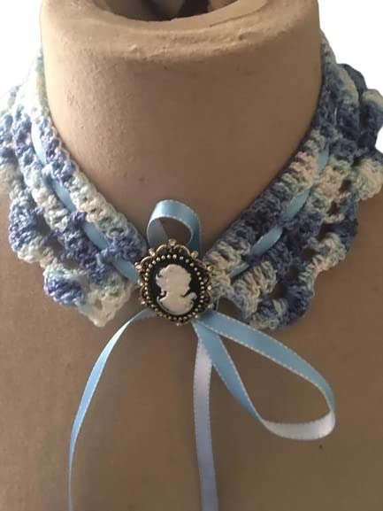 Collier ras du cou crocheté main Madame de Pompadour collier dentelle de luxe