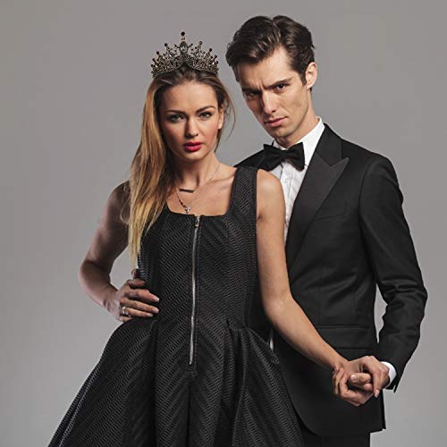 Nodg Wedding Crown For Women Baroque Queen Crowns Black Rhinestone Tiaras Handmade Crowns Crystal Tiara For Women Wedding Halloween Faire Costume Birthday Music Festival Headband Hair Accessories #TOP4