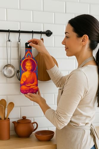 Image of GENXTRA MDF Buddha Wall Hanging Set - Bottle Shaped Wooden Plaques with Mandala Art & Vibrant Spiritual Design - Decorative Home Decor for Living Room, Bedroom, Meditation Space - Pack of 3 (BH3-02)