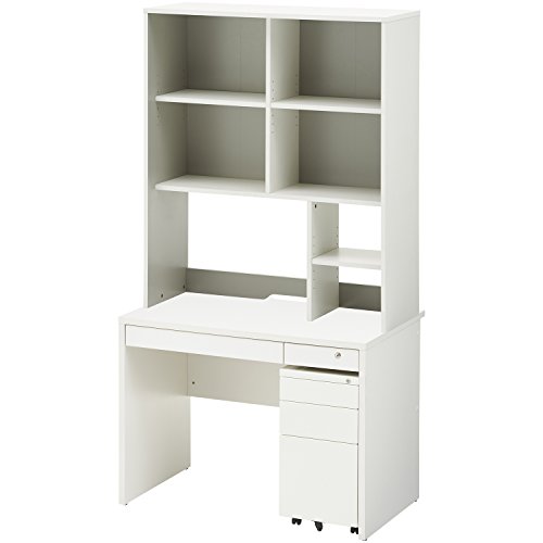 法人様向け オフィスコム ペスパ システムデスク 幅1000×奥行600×高さ720mm 引き出し + ワゴン + 机上ラック ホワイト PESPA-DKFL1006-WH