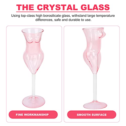 Doitool Miss Wine Glass Body Glass Set Of 2 Clear Cocktail Glass Body Shaped, Unique Martini Glasses Beauty Body Shaped Wine Glass Goblet Cups Glassware For Ktv Home Bar Club Restaurant ( Pink ) #TOP5