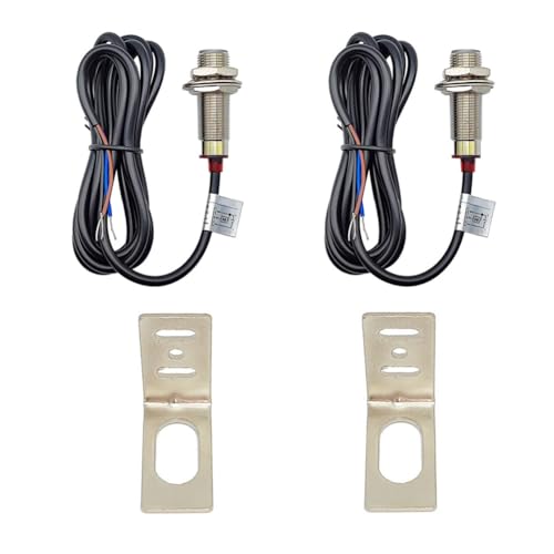 Haldzemo NJK-5002C Hall Effect Sensor NPN NO Detection Approach Switch 10mm M12 Proximity Switch with L Type Bracket (2 Pack)