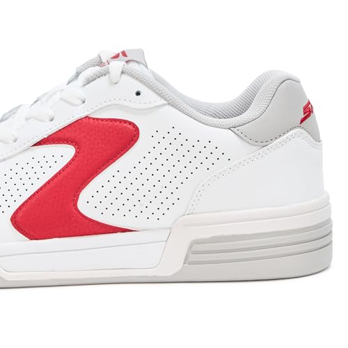 Skechers Men's Viper Court Classic Pickleball Sneaker, White/Red, 12